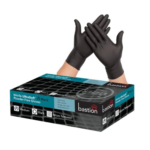 Bastion Nitrile Gloves Black Box 100