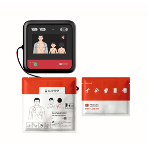 Primedic HeartSave myPAD AED with SavePads PLUS C electrode pack and first aid rescue kit