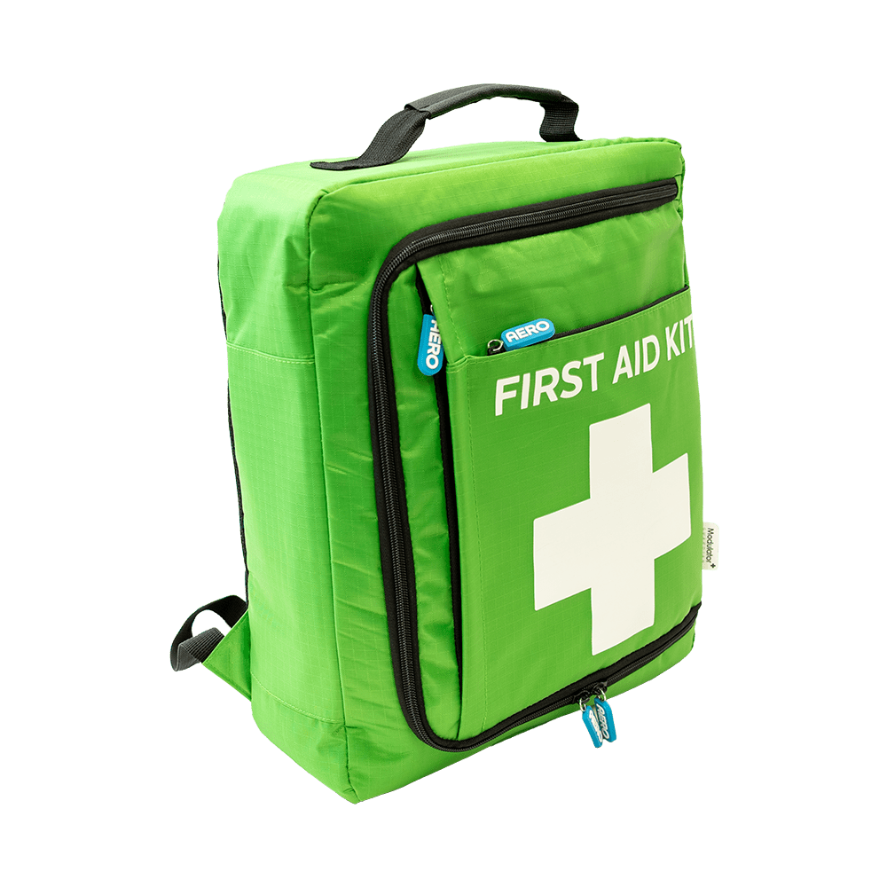 AeroKit Modulator Lite first aid backpack in green, 38 x 44 x 7cm, front view