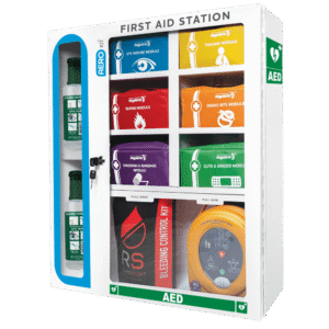 Modulator first aid station with AED and eye wash fitted, sold separately