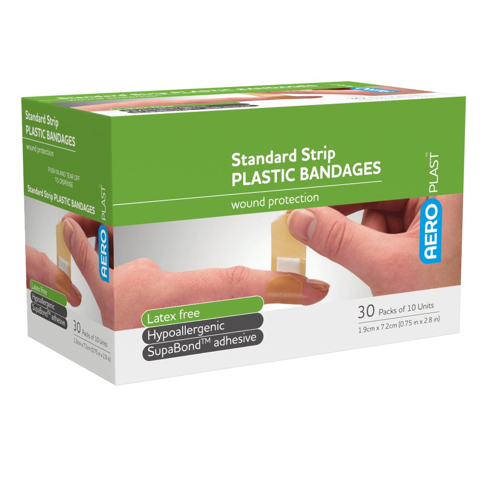 Envelope of 10 AeroPlast plastic standard strip bandaids
