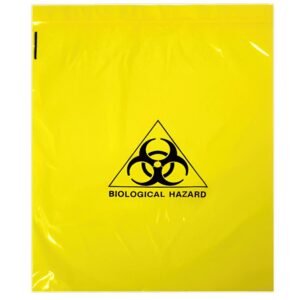 Small yellow 4L press-seal clinical waste bag with biohazard symbol