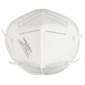 Bare Medical N95 P2 mask, white vertical flat fold respirator with two headstraps, marked AS/NZS 1716:2012 P2